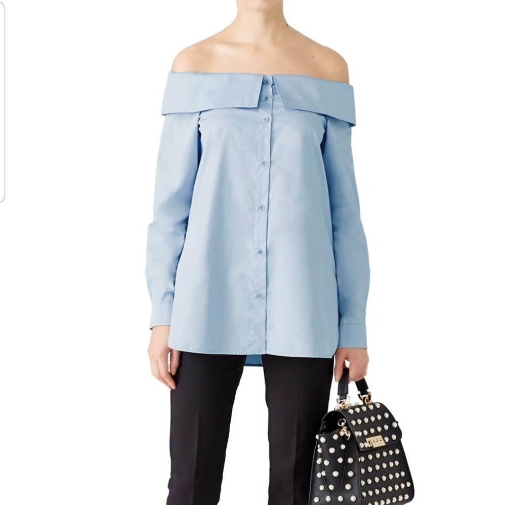 Tibi off shoulder poplin top sz 2